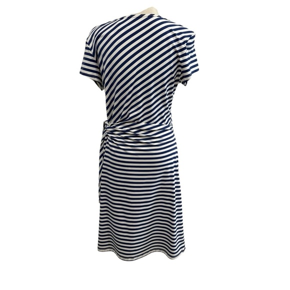 J. McLaughlin Catalina Cloth Elora Bangle Striped Navy Side Tie Dress Large NEW - Picture 8 of 16